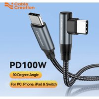 CableCreation Right Angle 100W USB C to USB C Cable 90 Degree Fast Charging USB C Charger Cord Compatible with iPhone 16