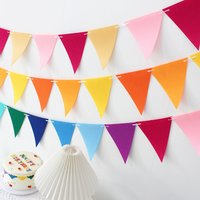 12 Flags Colorful Triangle Pennant Flags Garland Multicolor Felt Banner Bunting Flag for Home Baby Shower Birthday Party Decor