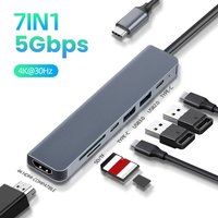 USB 3.1 Type-C To HDMI-compatible 4K Adapter Thunderbolt USB C Hub Usb3.0 TF SD Reader Slot PD for MacBookPro Air USB C Splitter