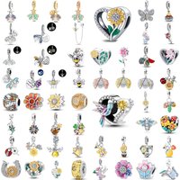 New925 Silver Pendant Sunflower, Bee, Firefly Pendant Beads Suitable for Original Bracelet DIY Charm Women's Jewelry Accessories