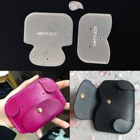 3pcs DIY Mini Wallet Stencil Set Templates with Holes for Women Manually Cutting & Sewing Small Dog Shaped Leather Wallets