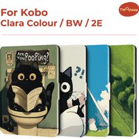 Twosheep 6-inch Case for Kobo Clara BW Clara Colour Clara 2E TPU Magnetic Flip Auto Wake Sleep TPU soft Cover Cute Cat Style