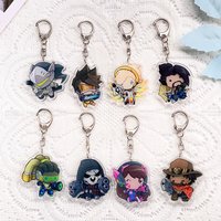1/18Pcs Game Cartoon Overwatch Keychain Acrylic Keyrings Bag Charms Cute Backpack Pendant Funny Prop Decoration Friends Gifts