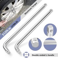8-15 inch L Shape Socket Ratchet Wrench Extension Bar 1/2" Drive Socket Breaker L Shape Extension Bar Wrench, CR-V, Sliver