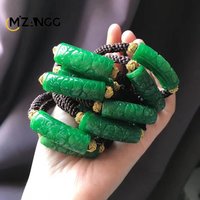 Natural Jade Hand-Woven Bracelet Green China Carving Luxury Fashion Beautiful Jadeite Jewelry Men and Women Lucky Amulet Gift