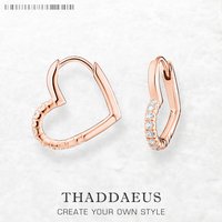 Rose Gold Heart Hoop Earring Brand New Winter Fine Jewerly For Women Romantic Gift In Real 925 Sterling Silver