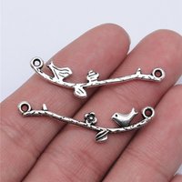 WYSIWYG 10pcs 39x8mm Bird Flower Branch Connector Charms Jewelry Making Jewelry Accessories