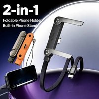 Anti-break Braided Charging Wire Built-in Phone Stand Easy Carry Charging Cord Type-C To Type-C Data Wire with Phone TabletStand