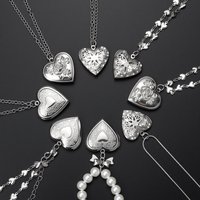 Heart Locket Pendants Female Gold Silver Color Stainless Steel Memorial Necklace For Women Jewelry Valentine Gift