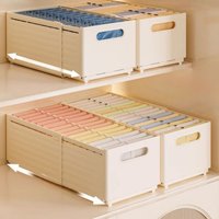Home Wardrobe Storage: Layered Artifact Pants Storage Box, Plastic Box, Storage Basket, Retractable Clothing Storage Box