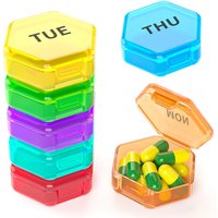 Weekly Pill Organizer 7 Day Small Pill Box Portable Travel Pill Container Daily Storage Box for Cod Liver Oil Supplements