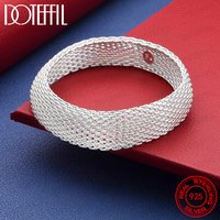 925 Sterling Silver 20mm Network Bangle Bracelet For Woman Man Wedding Engagement Fashion Charm Party Jewelry