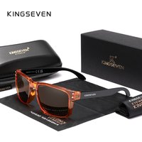 Véritable marque KINGSEVEN carré rétro TR90 lunettes de soleil polarisées femmes hommes en Fiber de carbone motif conception lunettes de sport de plein air