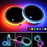 1/2PCS LED Car Cup Holder Lights 7 Color-Changing Light Waterproof Cup Pad Automotive Interior Decoration Lamp Drink Bottle Mat