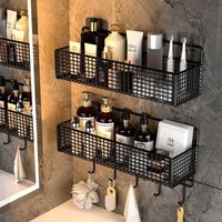 Suspension Type Bilayer Bathroom Grid Shelf Organizer Shampoo Shower Gel Kitchen Makeup Storage Accessories