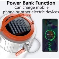 Super Bright Camping Light Bulb Solar LED 6 Lighting Modes USB Rechargeable Power Bank Outdoor BBQ Tents Hanging Emergency Light