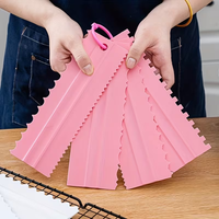 New Comb Cake Scraper Pattern Cream Scraper 6 Piece Set DIY Baking Tools Plastic Cream Scraper Set Baking Accessories