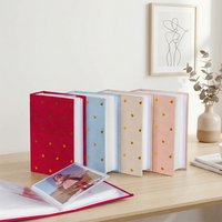 Flocking Photo Album Holds 100pcs 6 Inch, Gold Foil Heart Pattern , Perfect Keepsake Gift for Wedding, Valentine & Anniversary