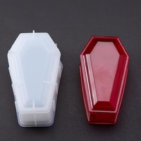 1Set Halloween Themed Silicone Resin Mold Set - Coffin Shaped Storage Box and DIY Handmade Decoration Casting Mold