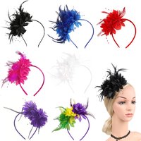 Mesh Polyester Two Flowers Feather Headband Party Women's Headwear Halloween Mardi Gras Hair Accessories