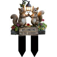 2D Flat Two Squirrels Welcome to The Garden Stake 6.5x10inch