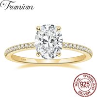 Trumium 3ct Official 925 Sterling Silver Engagement Rings For Women Oval Cut Cubic Zircon Wedding Promise Rings Fine Jewelry