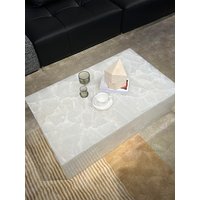 Arctic Ice Marble Coffee Table, Contemporary Italian Design with Light-Transmitting & Scratch Resistant, Master Designer Series