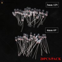 20pcs Miniature Bulb 3mm/4mm 6V 12V Lamp Light Bulb Edison Incandescent Filament Rice Wholesale