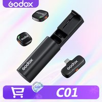 Godox C01 Wireless Lavalier Microphone with 48kHz/24bit Audio & 200m Range for Yutube Vlogging Photography Microphone 7g