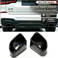 Fit For 2018-2023 BMW X3 G01 X4 G02 Square Black Stainless Steel Car Exhaust Tip Rear Muffler Tailpipe Upgrade Decor Parts