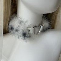 Girl Heart Furry Necklace Plush Neck Collar Detachable Warm Adjustable Exaggerated Collar Cosplay Costume