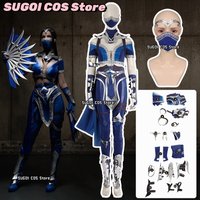 Kitana Cosplay Mortal Costume Sexy Women Crop Top Pants Full Set Warrior Ninja Uniform Suit Halloween Carnival Party Kombat 1
