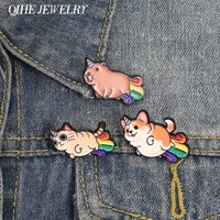 Cute Fantasy Rainbow Flying Corgi Cat Capybara Enamel Pin kawaii Rainbow Animal Cosplay Unicorn Brooch Backpack Clothes Badges