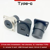 D-type data transmission, fast charging, 3.1 interface TYPE-C, circular C port, USB through board, 24-pin Z socket