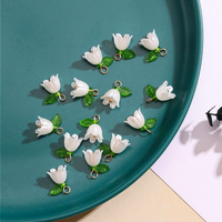 10pcs Lily Flower Charms Pendants Dangle Charm Beads DIY Earrings Necklace Pendants Tiny Accessories for Jewelry Making Keychain