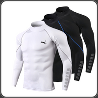 Men's Sport Long Sleeve T Shirt Quick Dry Bodybuilding Running Shirt Compression Gym Workout Tee