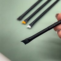 Brown White Handle Half Moon Shape Acrylic Painting Drawing Pen Black Oblique Head Nail Brush French Tip Design Nail Brush Pen