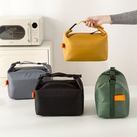 Solid-color foldable portable insulated lunch bag, thickened aluminum foil Oxford cloth non-food contact insulated lunch bag