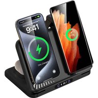 4 in 1 Dual Phone Wireless Charger Stand For iPhone 17~12 Samsung S25 Xiaomi Airpods Pro Apple Watch 11~2 Magnetic Fast Chargin