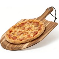 PizzAtHome 14 inch Wood Pizza Peel Pizza Paddle Cutting Board with Handle Baking Bread Cutting Fruit Vegetables Cheese