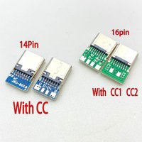 USB type c Female Connectors Jack With Dual 5.1K Resistors 16pin usb Electric Terminals welding DIY data cable Support PCB Board