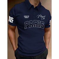 European and American Summer Men's Fashion Casual Handwritten Slogan with Bold Font Printed POLO Short Sleeved Shirt