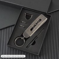 Metal Vintage Leather Car Styling Keychain Key Ring For Mercedes Benz AMGW204 W205 W212 W213 W221 W177 W246 GLA Auto Accessories