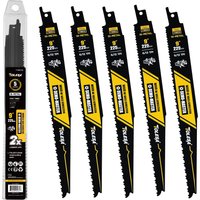 TOLESA 9Inch Reciprocating Saw Blades 6/12 TPI 5PCS for Wood & Nail-Embedded Wood Demolition, Fast & Smooth Cutting Blades