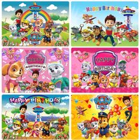Kids Birthday Studio Backdrop PAW Patrol Rescue Dog Vinyl Banner Baby Shower Portrait Photography Background Supplies