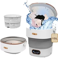 15L Portable Washing Machine Folding Large CapacityClothes Spin Dryer Bucket Travel Underwear Panties Socks Foldable Mini Washer