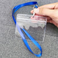 10 Set ID Card Holders & Lanyards Soft Waterproof Work Card Holder Transparent Label Access Card Holder Campus Exhibition Card