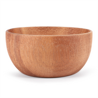FLYY-Natural Handmade Solid Wooden Bowl, Round Dining Room Bowl, Premium Wooden Kitchen Utensils