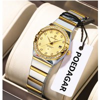 POEDAGAR Fashion Watch For Woman Waterproof Luminous Date Ladies Wristwatch Stainless Steel Elegant Quartz Women's Watches Reloj