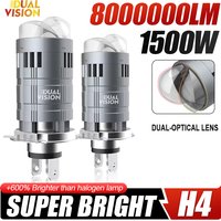 1/2Pcs Projector H4 Lens LED Car Headlight Bulb Mini Bi LED 8000000LM 1500W CANBUS Turbo Auto Motorcycle Bulbs H4 High Low Light